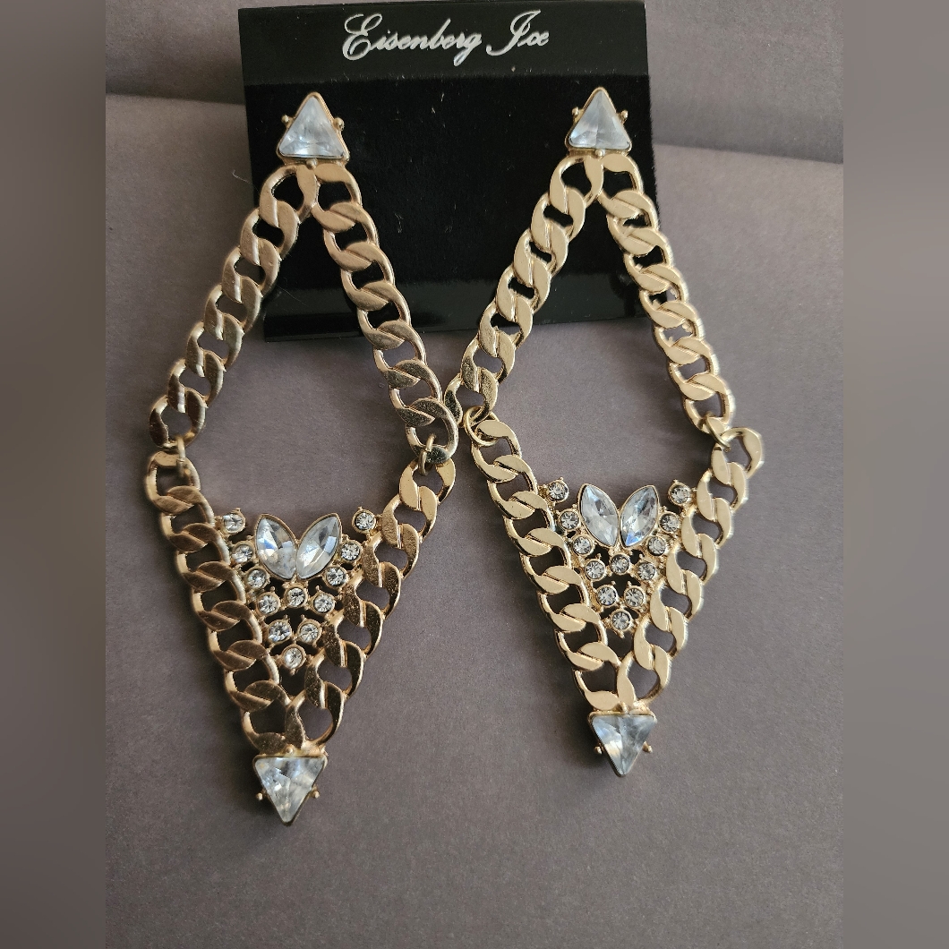 Gold Tone And Diamond-Shaped Pierced Earrings 62$